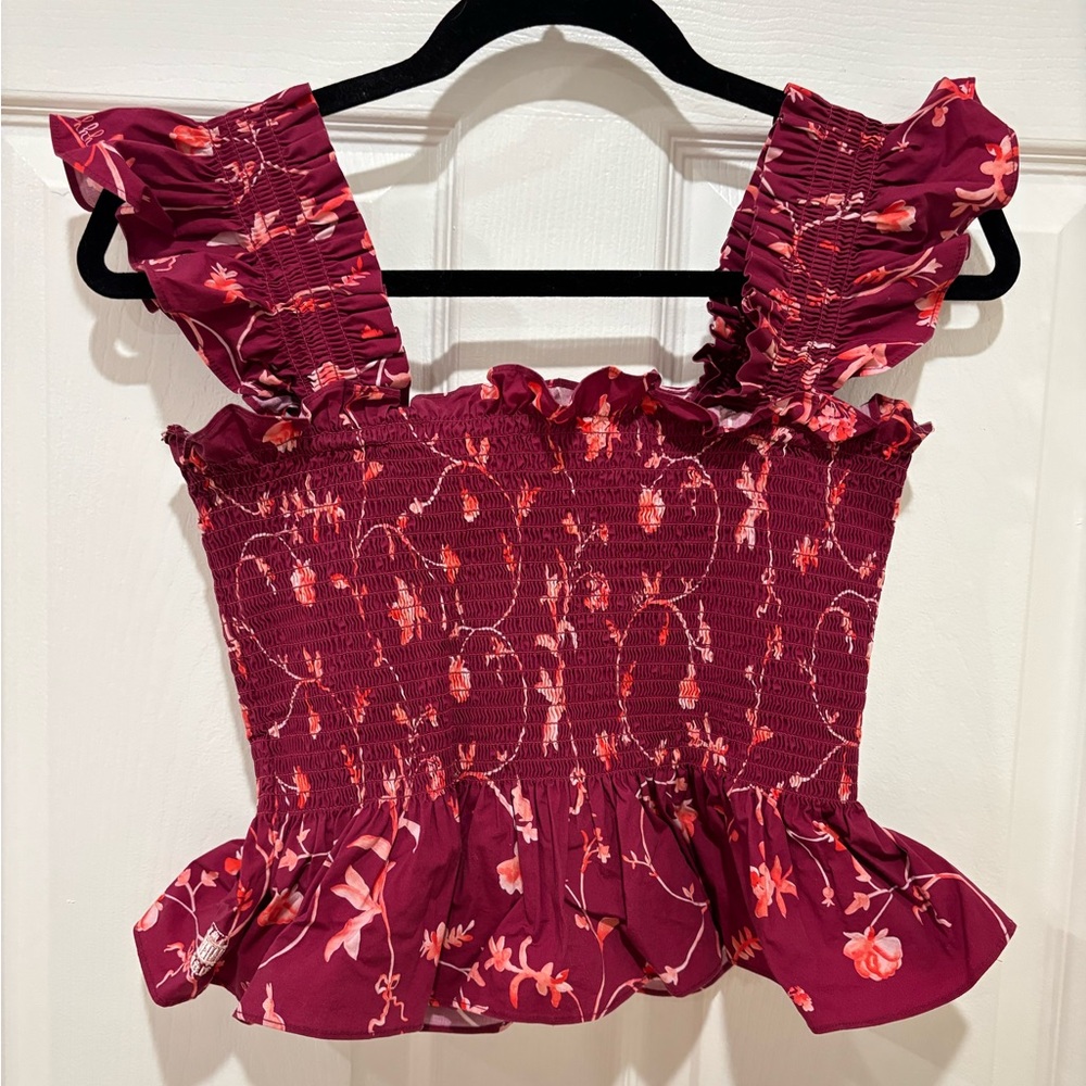 Hill House burgundy floral Paz Top M